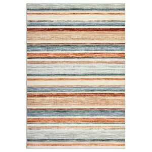 Machine Washable Indoor Modern Geometric Area Rugs with Stripped Lines, Soft Non Slip Floor Carpet for Home Office - 1 of 4