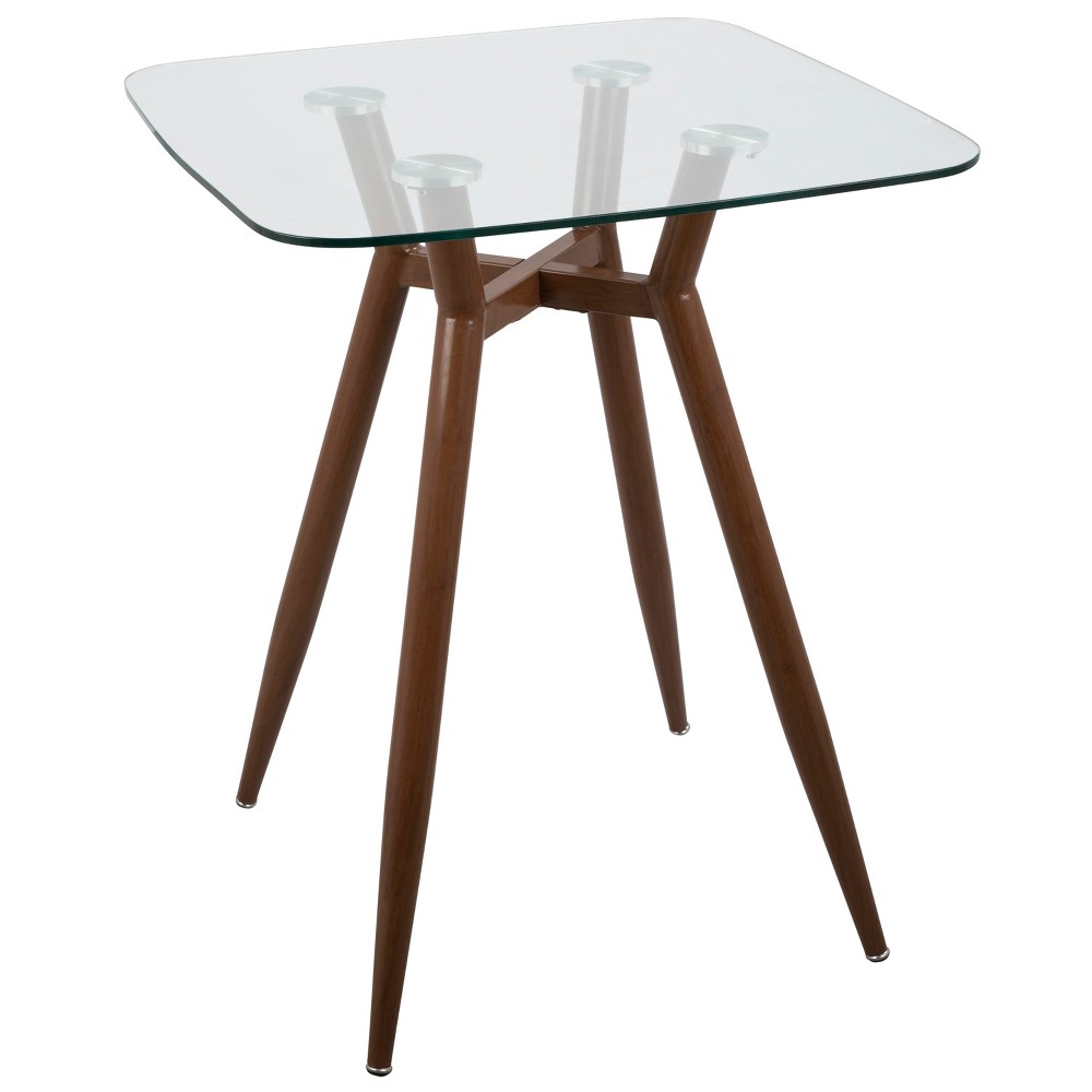 Photos - Dining Table Clara Mid-Century Modern Square Counter Table Walnut - LumiSource