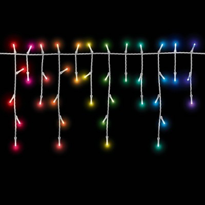 7ft 50ct Twinkly App-Controlled Christmas LED Icicle Lights Multicolor with White Wire