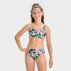 Girls' Tropical Floral Printed Bikini Swim Top - art class™ Black - 3 of 3