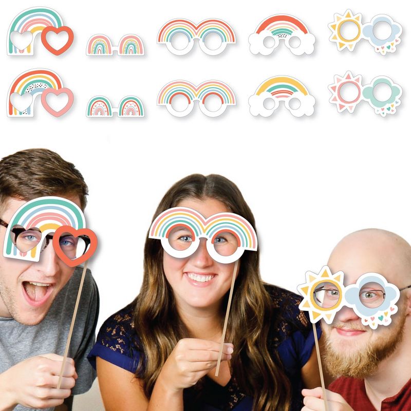 Big Dot of Happiness Hello Rainbow Glasses - Paper Card Stock Boho Baby Shower and Birthday Party Photo Booth Props Kit - 10 Count, 2 of 6