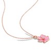 EVERLY JEWELRY | Yellow Plated Sterling Silver 1/10ct TGW White Topaz Pink Enamel Plated Flower Pendant with Chain, 17 inc - 4 of 4
