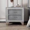 Mid Century Nightstand with 2 Drawers, Velvet Bedside Table with Metal Legs-ModernLuxe - 2 of 4