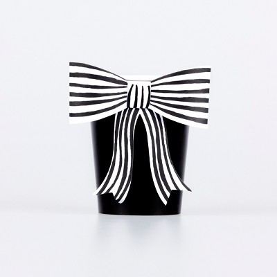 Meri Meri Black & White Stripy Bow Cups (Pack of 8)