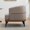 Lyngins Two-Tone Linen & PU Leather Barrel Chair, Upholstered Accent Chair with Metal Legs & Wrapped Cushions, Modern Sofa Chair/Armchair - 3 of 4