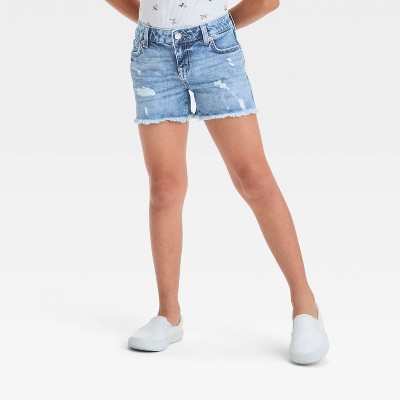 Girls' Mid-Rise Cutoff Jean Shorts - Cat & Jack™ Light Blue M