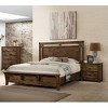 Vynxaria Contemporary 2-Drawer Nightstand - 1pc, Rustic Brown Finish, Solid Wood, Sleek Metal Handles, Metal Glides, Dovetail Joinery - 3 of 4