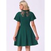 Allegra K Women's Lace Mesh Short Sleeve Ruffle Neck High Low Gothic Dress - 3 of 4
