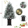 4.5 Foot Artificial Christmas Tree with 200 Warm White LED Lights and Red Berries Potted Base Holiday - 3 of 4