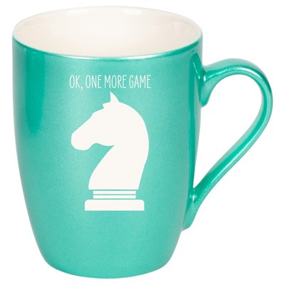 100 North Chess Game 10 Ounce Seafoam Metallic Finish, Comfortably Fits Your Hands, New Bone China Coffee Tea Cup Mug, Ok, One More Game