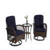 3-Piece Outdoor Swivel Rocker Patio Set – 360° Rotating Chairs with Cushions And Tempered Glass Table-Maison Boucle - 3 of 4