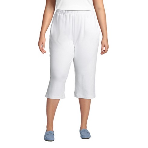 Lands End Women s Plus Size Sport Knit High Rise Elastic Waist Capri Pants 2x White Target