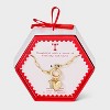 14K Gold Dipped Cubic Zirconia Puffy Heart Charm Initial Necklace - A New Day™ Gold - 3 of 4