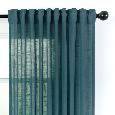 Blue Semi-Sheer Polyester Window Curtain Panels, 52 x 84 Inches