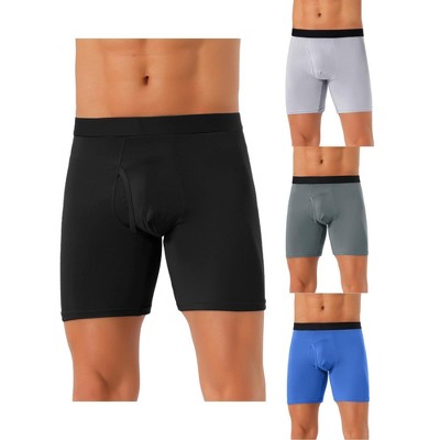 INSPIRE CHIC Men's 4 Pack Solid Color Soft Stretch Open-fly Basic Boxer Briefs