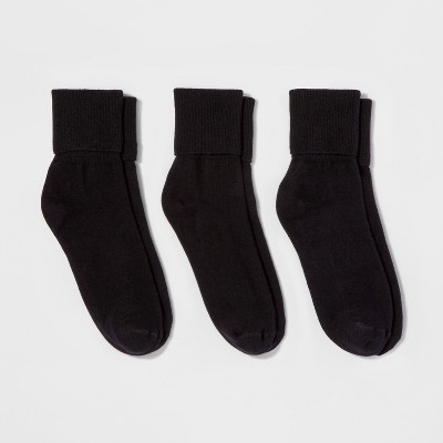 Women's Mary Jane Fold Over Cuff 3pk Crew Socks - A New Day™ Black 4-10 ...