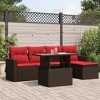vidaXL Patio Sofa Set with Cushions and Table Outdoor 6 Piece Poly Rattan - Brown without storage - 2 of 4