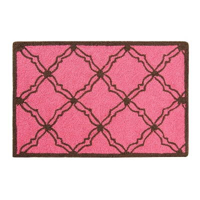 2'x3' Rectangle Hooked Stripe Accent Rug Pink - C&F Home