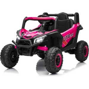 12V Kids Ride On Car, UTV Truck with Remote Control,4WD/2WD Switchable, Electric Vehicle with 4 Spring Suspension ,EVA Tires, Safety Belt, for 3+ - 1 of 4
