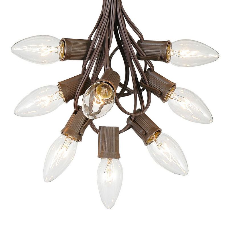 Novelty Lights 100 Feet C9 Christmas String Light Set, Vintage Holiday Hanging Light Set, Brown Wire, 1 of 7