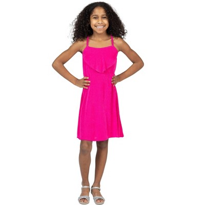 24sevenkid Girls Shimmery Spaghetti Strap Knee Length Dress