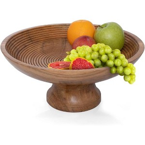 Wooden Fruit Bowl for Kitchen Counter | 12" Large Premium Eco Friendly Fruit Basket for Kitchen | Acacia Wood Bowl for Table Decor, Centerpiece - 1 of 4