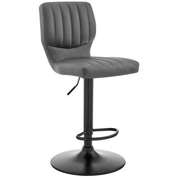 Bardot Adjustable Barstool with Faux Leather and Metal Finish - Armen Living