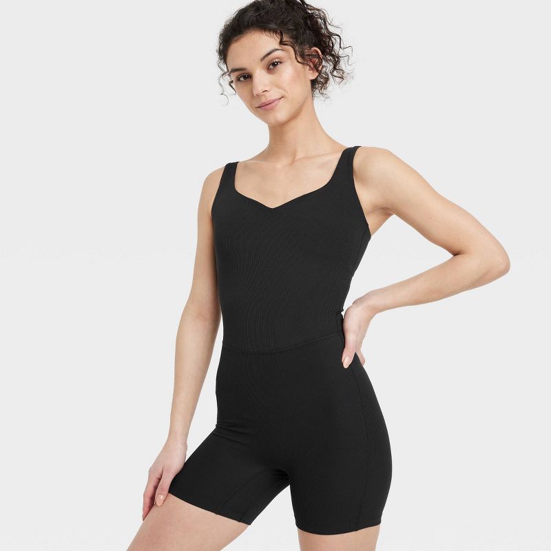 Women's Brushed Sculpt Rib Short Active Bodysuit - All In Motion™, 5 of 6