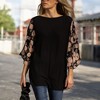 Amaryllis Women's Long-Sleeve Mixed Floral Fabric Top Boat Neck Stylish Versatile - 4 of 4