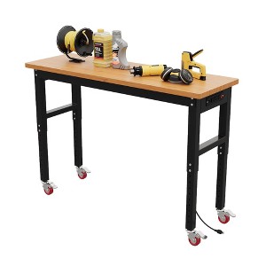 60" Heavy Duty Adjustable Height Workbench, 2200 LBS Capacity Solid Wood Work Table, for Garage, Workshop, and DIY Projects - 1 of 4