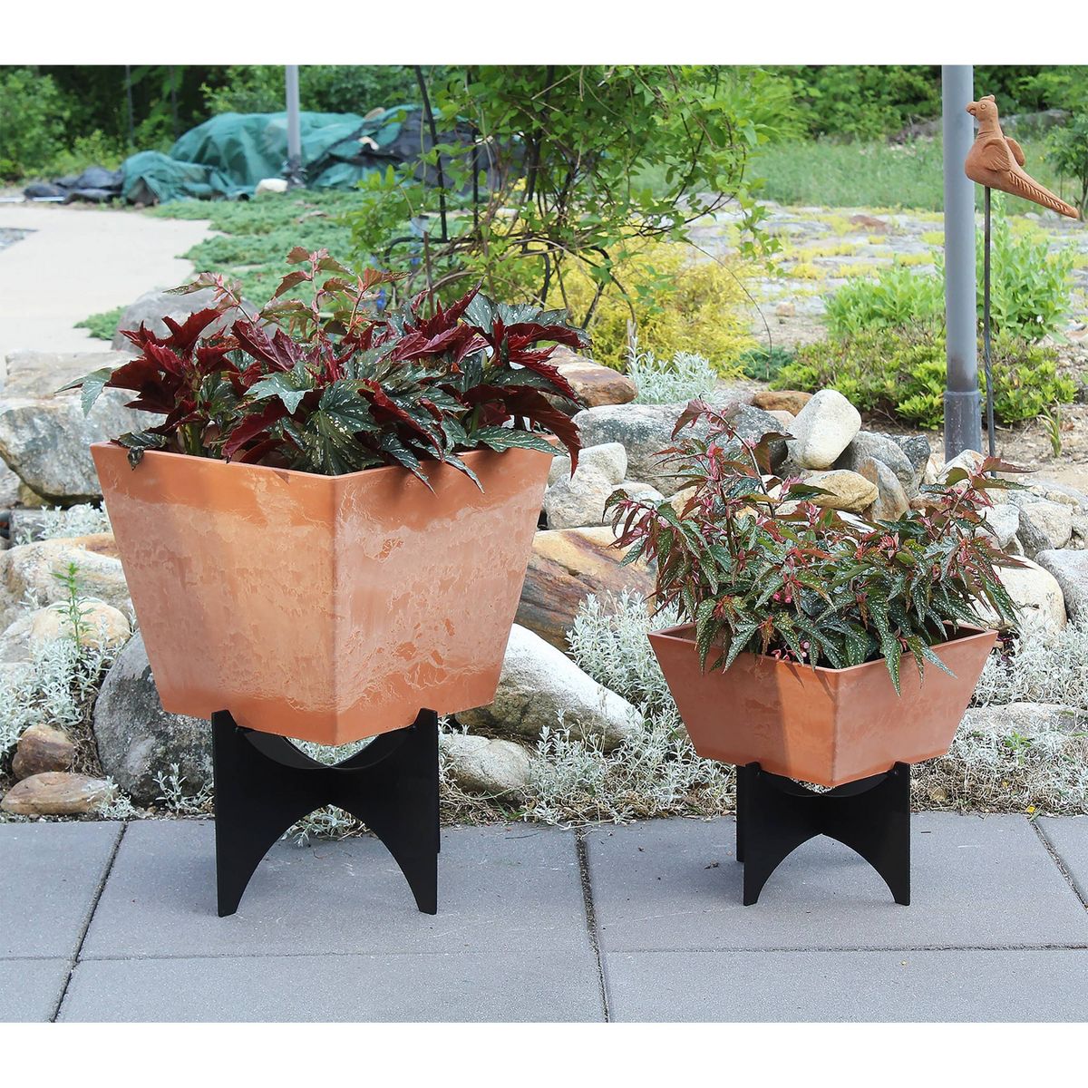 Modern Zaha II Iron Plant Stand Black Powder Coat Finish - Achla Designs - thumbnail 3
