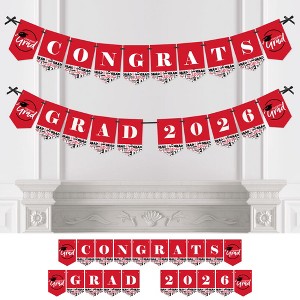 Big Dot of Happiness Red Graduation Bunting Banner - Party Decorations - Congrats Grad 2026 - 1 of 4