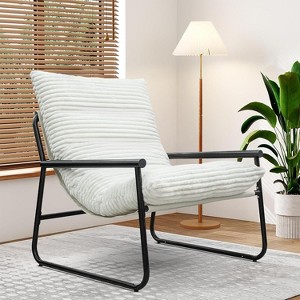 Hooseng Modern Accent Chair, Fluffy Living Room Chair with Removable Cushion, Armchair Chairs With Metal Frame for Bedroom Balcony Reading Room - 1 of 4