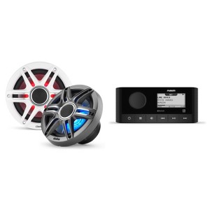 Fusion MS-RA60 Source Unit w/ Clarion CMSP-651RGB-SWG Premium 6.5-inch Coaxial Marine Speakers with built-in RGB illumination ( Includes White & Gr... - 1 of 4