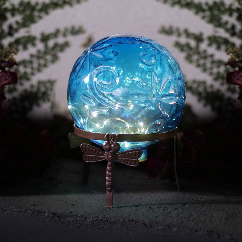 13&#34; Glass Globe D&#233;cor with LED Light Blue - Alpine Corporation, 5 of 12