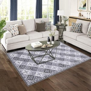 Washable Area Rug for Living Room, Soft Low Pile Farmhouse Boho Carpet, Non Slip Indoor Floor Rug for Bedroom Kitchen Dining - 1 of 4
