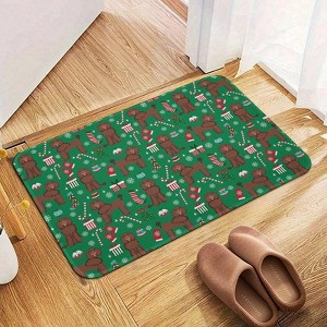 Brown Poodle Christmas Bathroom Rugs Winter Bath Mat Absorbent Non Slip Bathroom Mat Christmas Soft Floor Carpet 16x20 Inches - 1 of 1