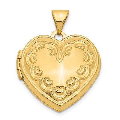 Black Bow Jewelry 14k Yellow Gold 18mm Domed Heart Locket