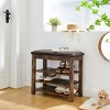 GlasFlength Shoe Racks 3 Tier Shoe Bench Entryway with Cushion Wood Bench with Shoe Storage for Entryway, Black, 24"*12"*22" - 2 of 4