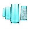 Artland Soho Optic 16 Piece Glassware Set, Durable Glasses for Every Occasion, Champagne, DOF, Goblet, Highball Glasses, Service for 4 - Turquoise - 3 of 4
