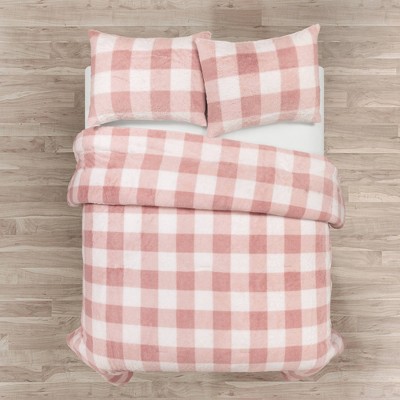 Lush Decor Lush Décor 3pc Full/Queen Soft Plush Plaid All Season Comforter Bedding Set Blush — фото 2