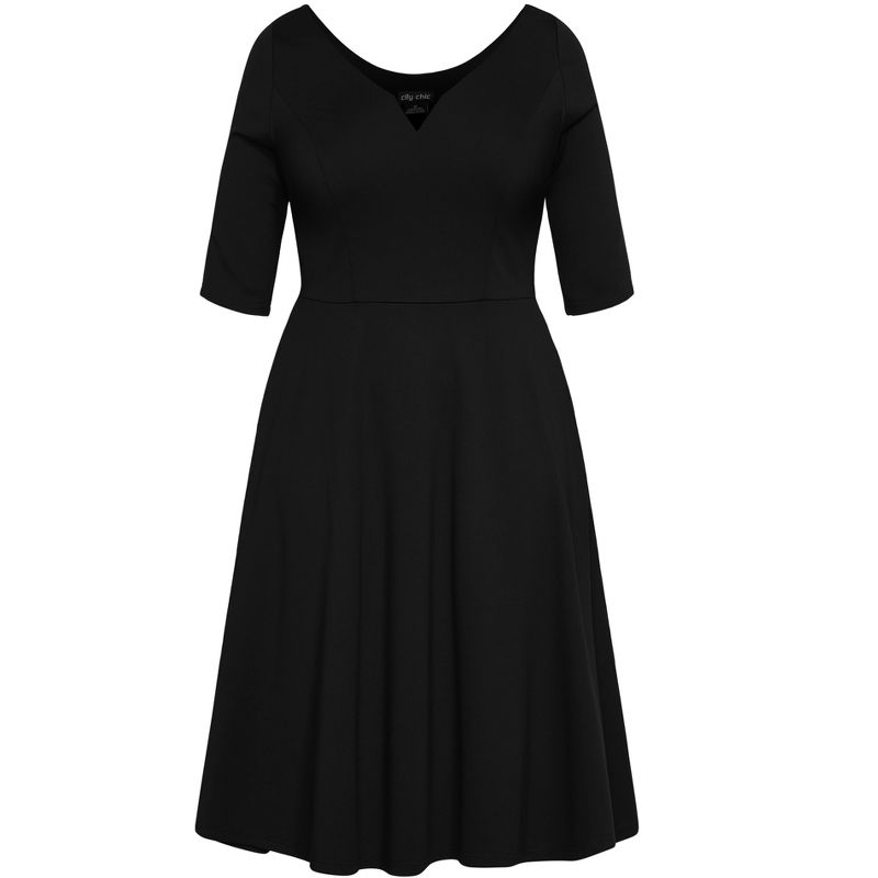 Women's Plus Size Cute Girl Elbow Sleeve Dress - black | CITY CHIC, 4 of 6