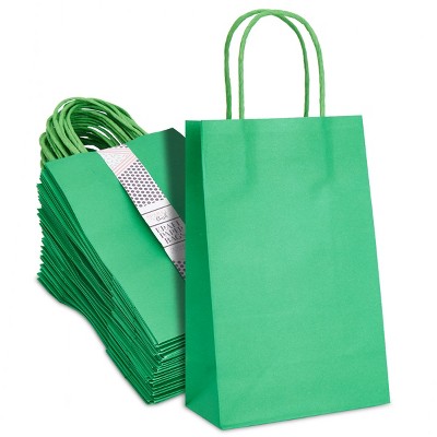 Dark Green Birthday Party Gift Bags Kraft Paper Loot Gift Bag With Handles * 