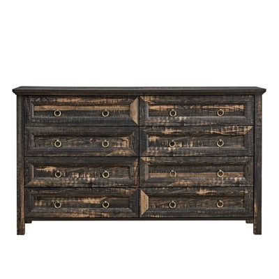 Infurnic Decorative Storage Cabinets Farmhouse 8 Drawers End Table for Bedroom, Wood Rustic Tall Chest of Drawers, Brown, 53.94"*15.75"*31.3"