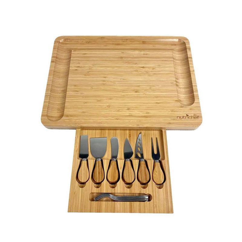 NutriChef Bamboo Cheese Board Serving & Cutting Set