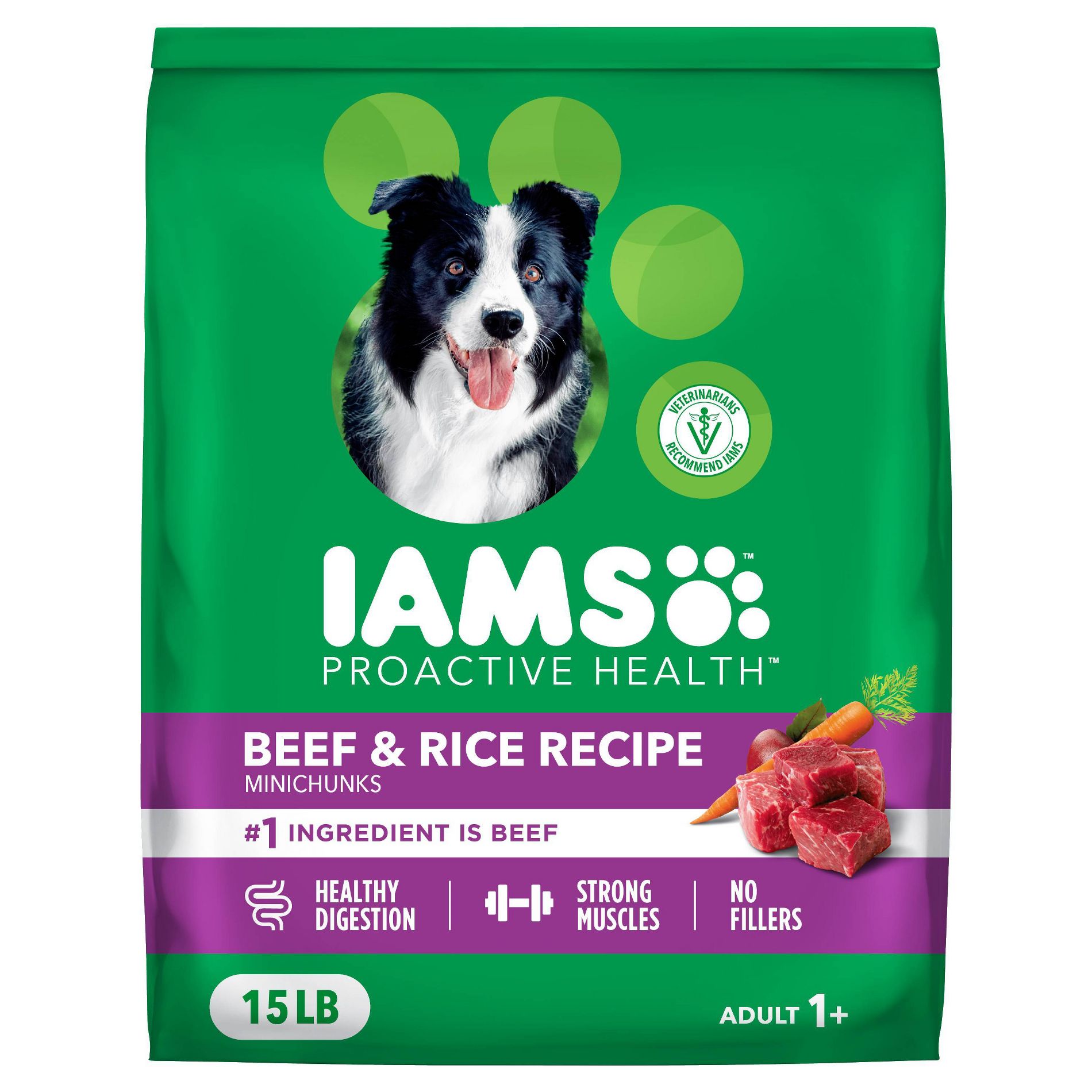 IAMS Proactive Health Minichunks Beef and Rice Flavor Recipe Adult Dry Dog Food - 15lbs