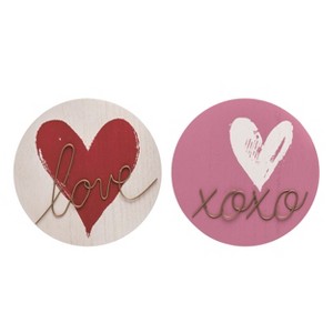 Transpac MDF Heart Word Decor Set of 2 Valentines Home Decorations - 1 of 1