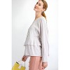 Slickblue Women's Lace Trim Tunic Top, Dolman Long Sleeves, Tiered Ruffle Hem, Cotton, Dusty Rose/Light Grey, Size S-L - 3 of 4