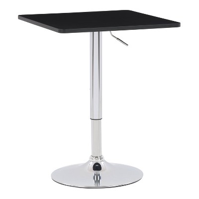 Adjustable Height Black and Chrome Square Bar Table