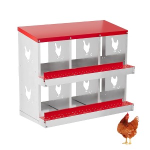 Chicken Nesting Box, Steel Roll Out Egg Collection with Vented Design, Rustproof Laying Box - 1 of 4